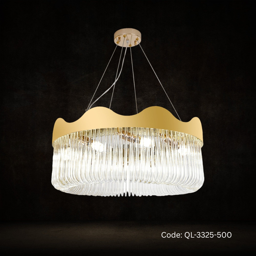 Qulik Modern Crystal Chandelier Decorative Pendant Hanging single layer 3 color LED Ceiling Light (QL-3325-500)
