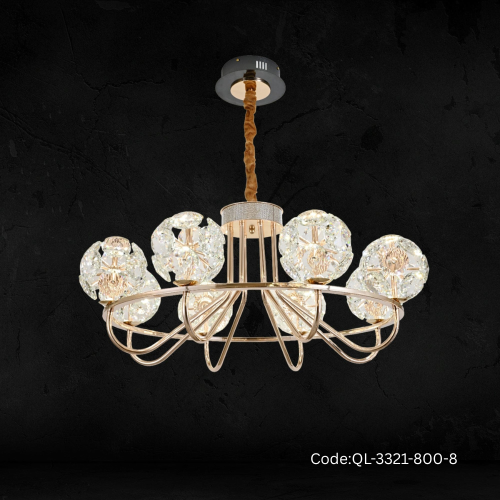 Qulik Modern Crystal Chandelier 8 Circle-shaped Hanging LED Ceiling Light (QL-3321-800-8)