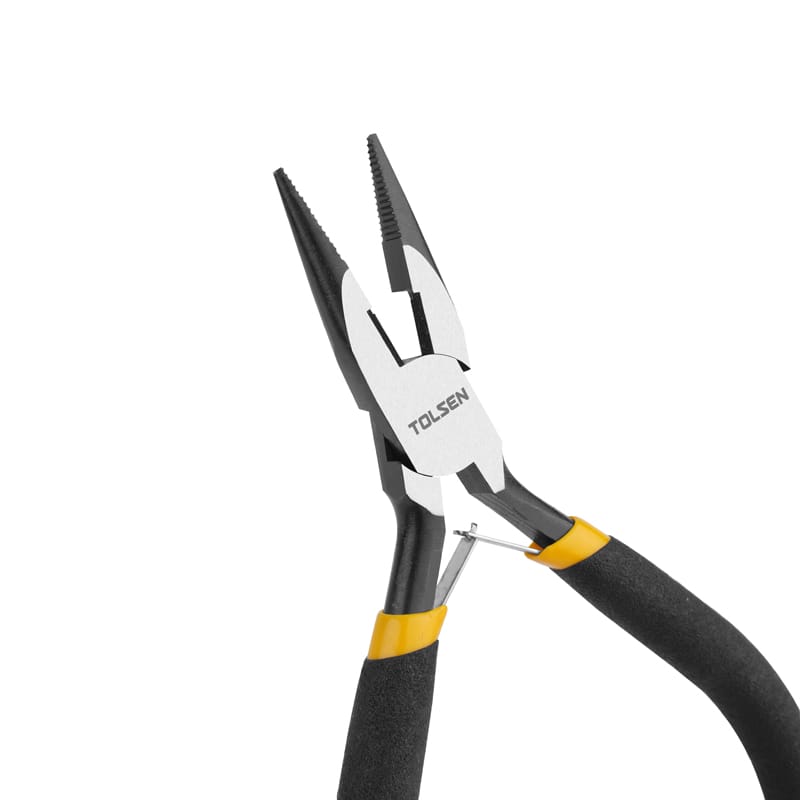 TOLSEN 10031 Mini Long Nose Pliers, 4.5" (115mm), Nickel Plated, Bi-Dipped Handle, Spring-Loaded | Model: 10031_img_2
