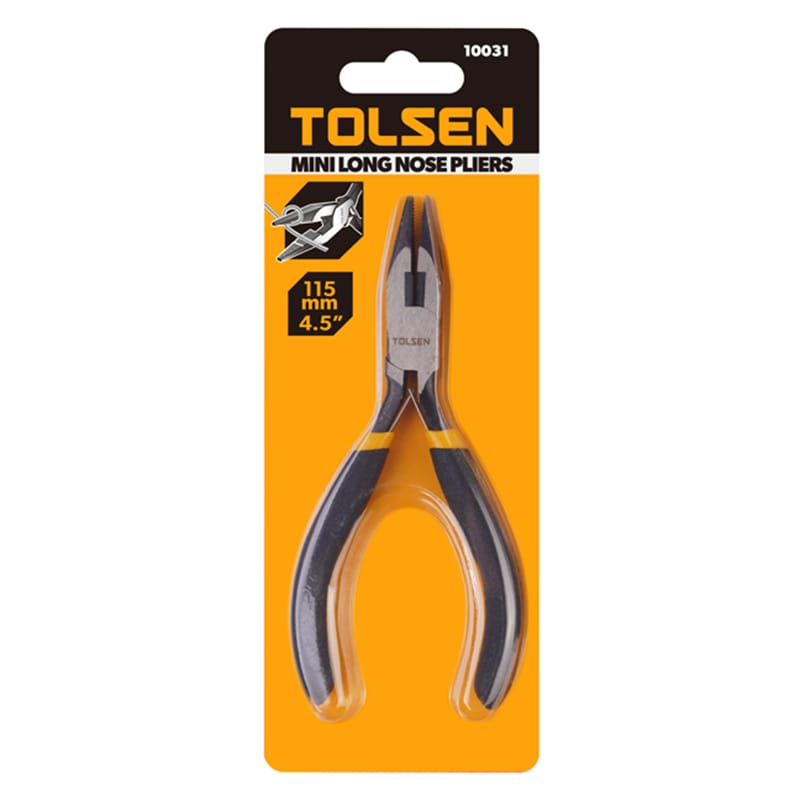 TOLSEN 10031 Mini Long Nose Pliers, 4.5" (115mm), Nickel Plated, Bi-Dipped Handle, Spring-Loaded | Model: 10031_img_6