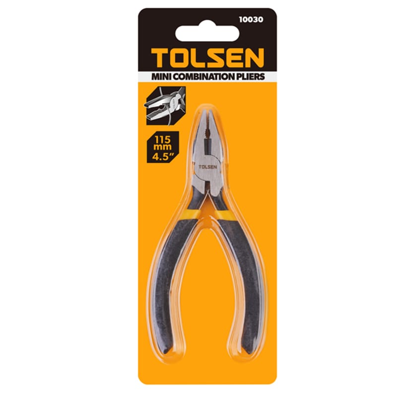 TOLSEN 10030 Mini Combination Pliers, 4.5" (115mm), Nickel Plated, Bi-Dipped Handle, Spring-Loaded | Model: 10030_img_5