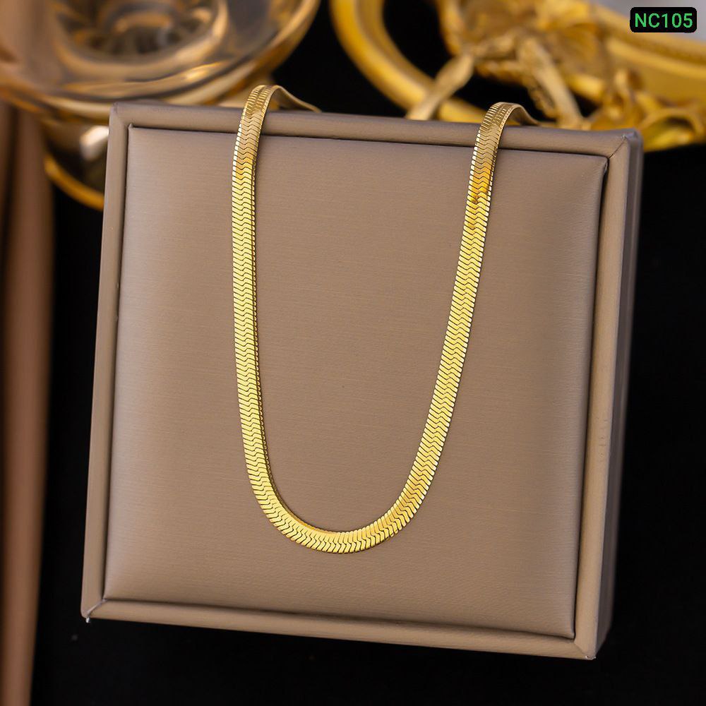 One Layer Plane 22K Gold Polish Chain NC105Materials : Stainless Steel Color Guarantee🌸🌸