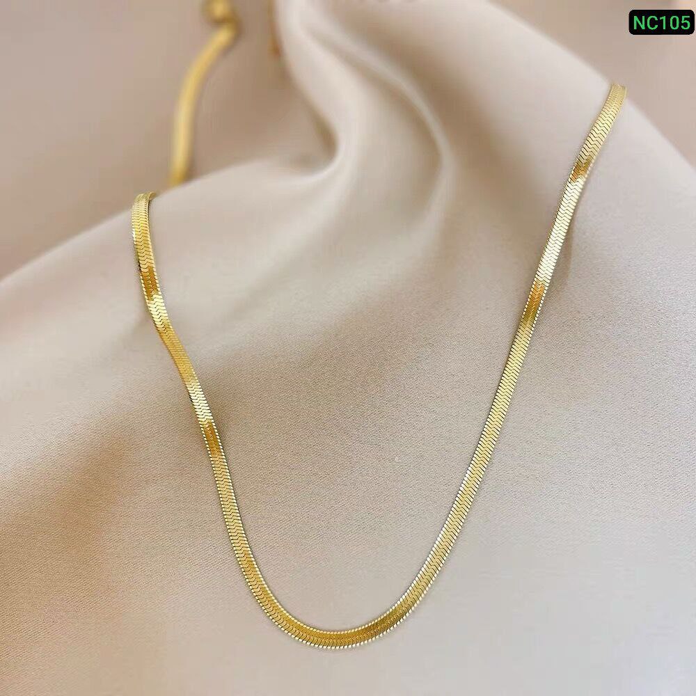 One Layer Plane 22K Gold Polish Chain NC105Materials : Stainless Steel Color Guarantee🌸🌸_img_1