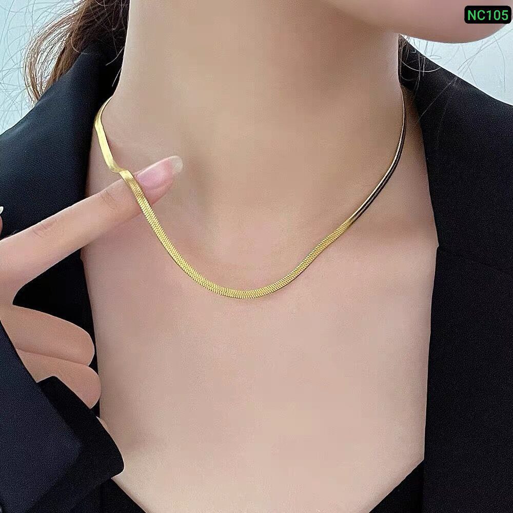 One Layer Plane 22K Gold Polish Chain NC105Materials : Stainless Steel Color Guarantee🌸🌸_img_2