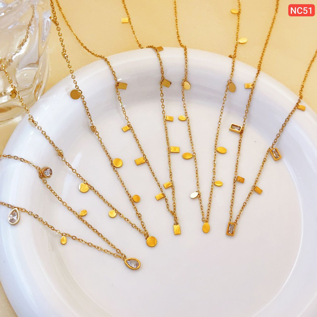 Multi Square Multi Circle Necklace NC51(Materials: Stainless steel Color guarantee🌸🌸