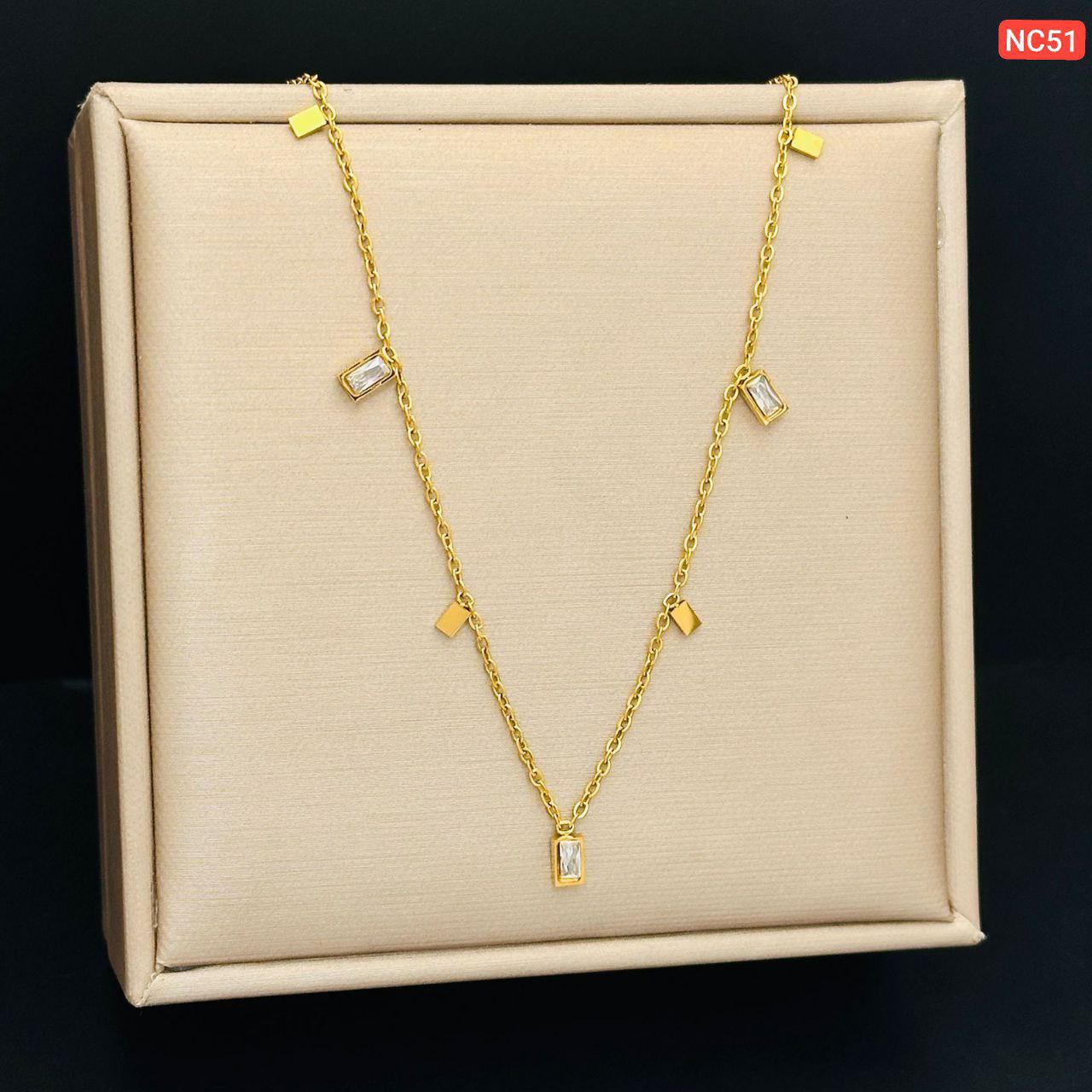 Multi Square Multi Circle Necklace NC51(Materials: Stainless steel Color guarantee🌸🌸_img_1