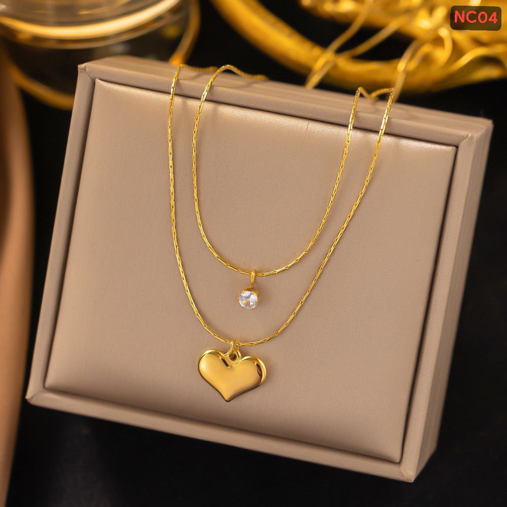 One Love one Stone two Layer Chain NC04Materials : Stainless SteelColor Guarantee🌸🌸
