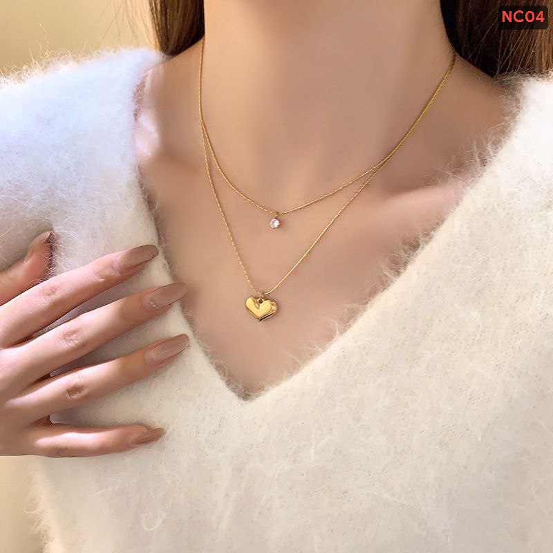 One Love one Stone two Layer Chain NC04Materials : Stainless SteelColor Guarantee🌸🌸_img_1