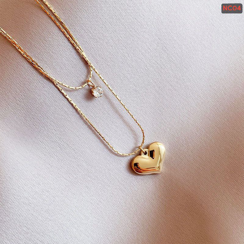 One Love one Stone two Layer Chain NC04Materials : Stainless SteelColor Guarantee🌸🌸_img_2