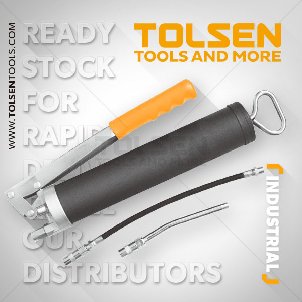 TOLSEN 65200 Grease Gun, 400cc Capacity, 8500 PSI, Hand Lever, Steel Body, Flexible & Steel Hoses, Industrial Series | Model: 65200_img_4