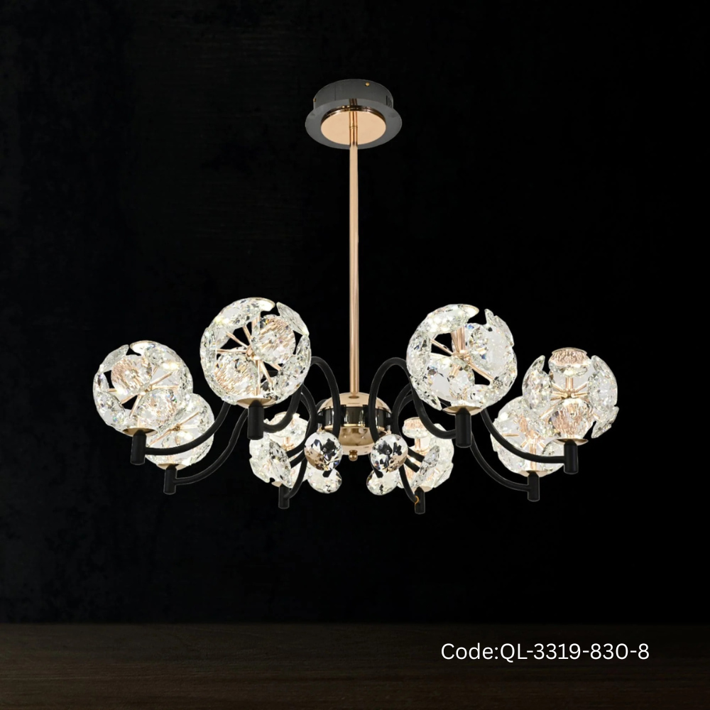 Qulik Modern Crystal Chandelier 8 Circle-shaped Hanging LED Ceiling Light (QL-3319-830-8)