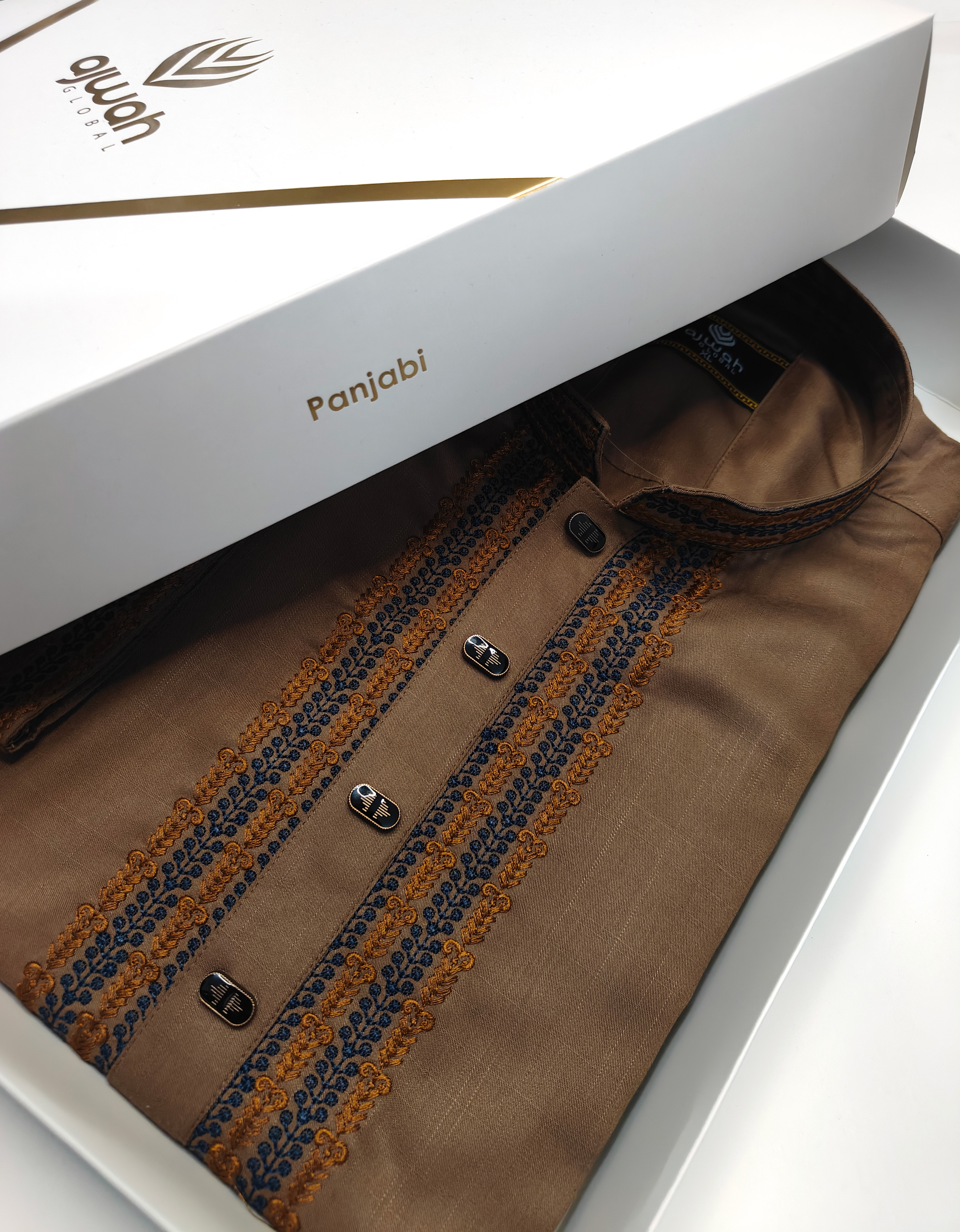 Ajwah Premium Brown Embroidery Panjabi_img_0