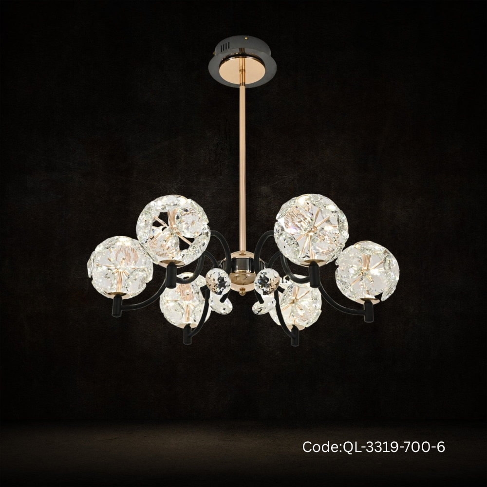 Qulik Modern Crystal Chandelier 6 Circle-shaped Hanging LED Ceiling Light (QL-3319-700-6)