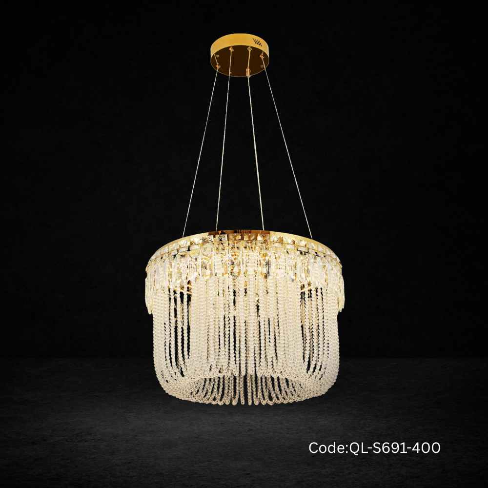 Qulik Modern Crystal Chandelier Decorative Pendant Hanging single layer 3 color LED Ceiling Light (QL-S691-400)