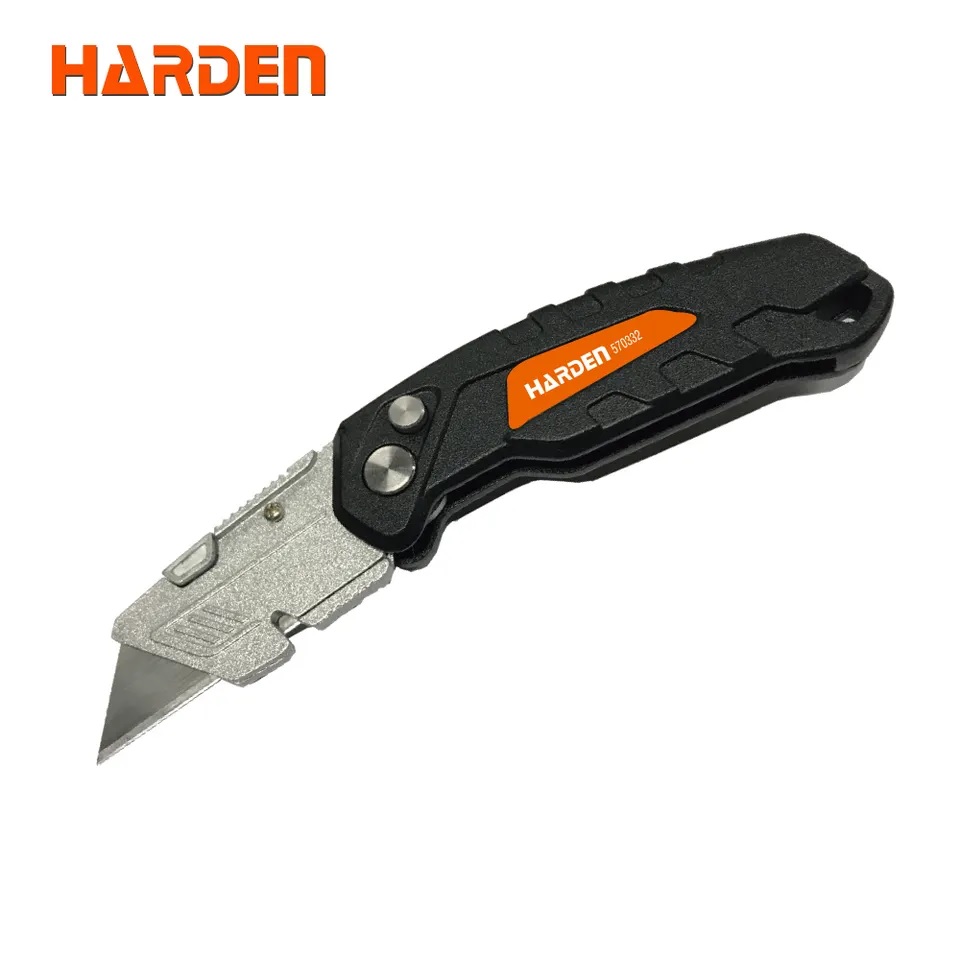 HARDEN 570332 Folding Anti Cutter 165mm with 5Pcs Refill, Multi Hand Cutting Tool Box, Cutter Knife Cutter; Model: 570332