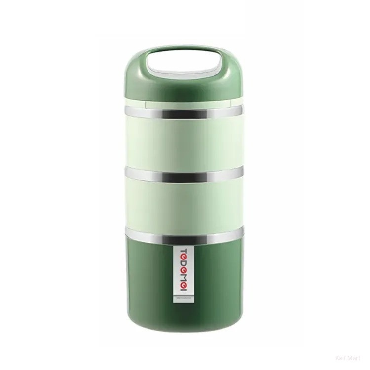 Tedemei 3 Layers with Handle Inner Stainless Steel Bento Lunch Box - 1.43 Liter - Multicolor No Ratings_img_1
