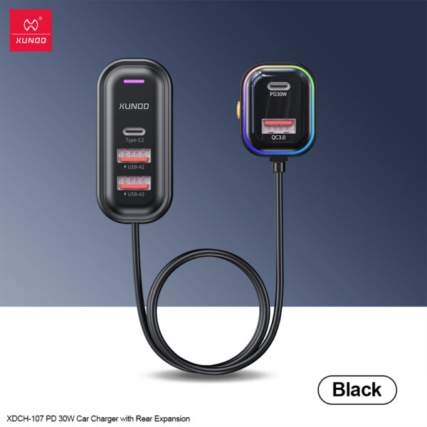 XUNDD XDCH-107 PD30W Car Charger with Rear Expansion_img_3