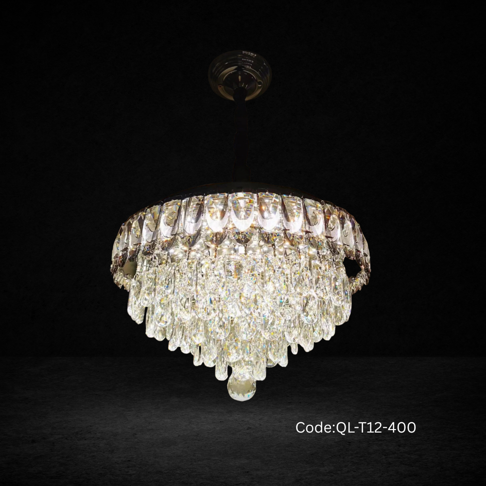 Qulik Modern Crystal Chandelier Decorative Pendant Hanging 6 layer 3 color LED Ceiling Light (QL-T12-400)
