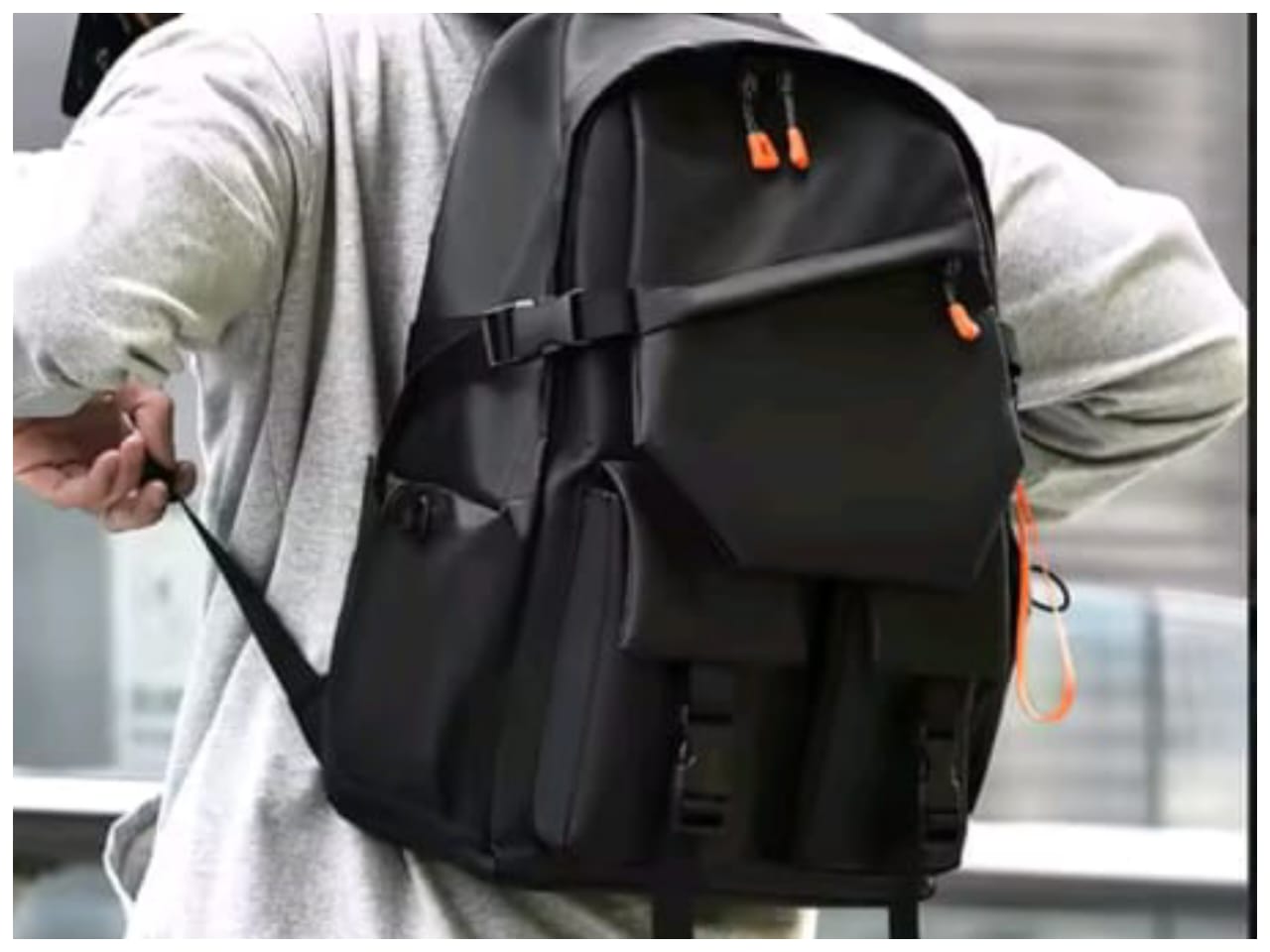 🎒 Stylish Waterproof Backpack black ....( code 51)..... ঢাকা সিটিতে ৭০, বাইরে ১৩০ টাকা কুরিয়ার চার্জ প্রযোজ্য_img_1