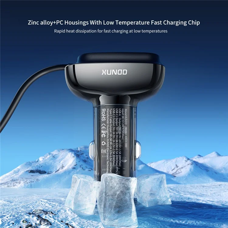XUNDD XDCH-080 Self-Cable & Three Port Car Charger_img_2