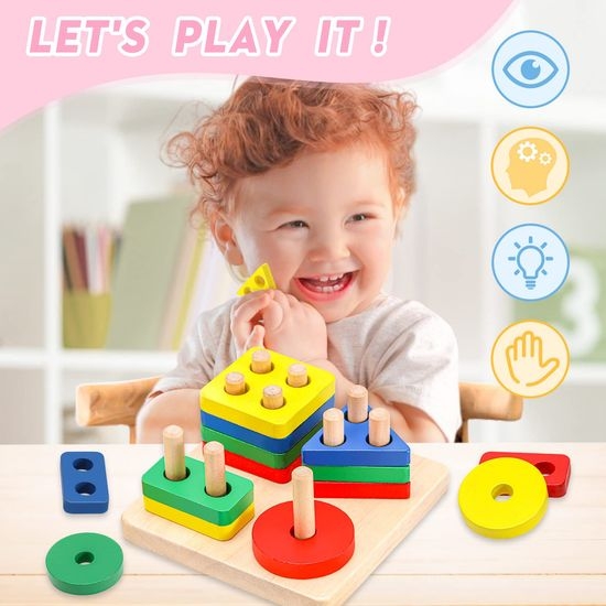 Montessori Wooden Shape Sorting Educational Puzzle Toy