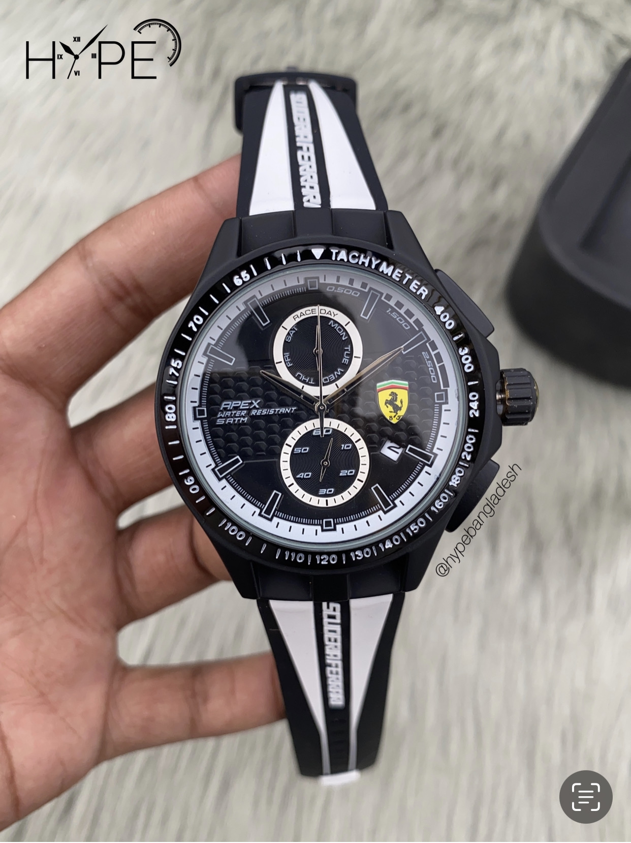 Ferrari chronograph rubber belt (white) style-2