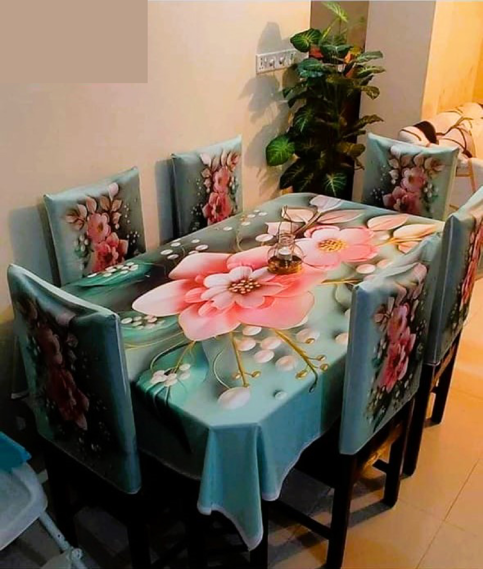 China Premium 3D Print Table Cloth Set_img_3