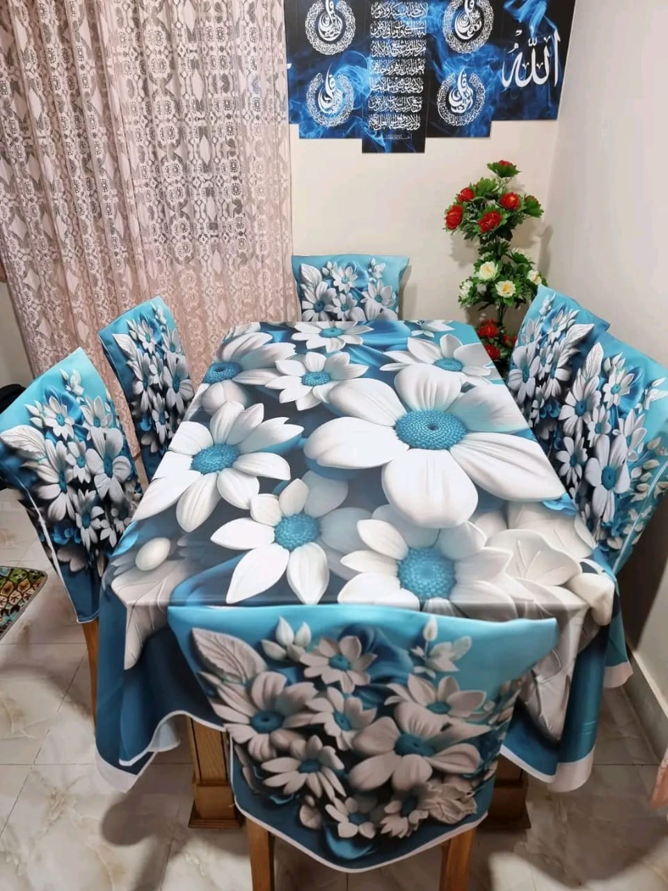 China Premium 3D Print Table Cloth Set_img_4