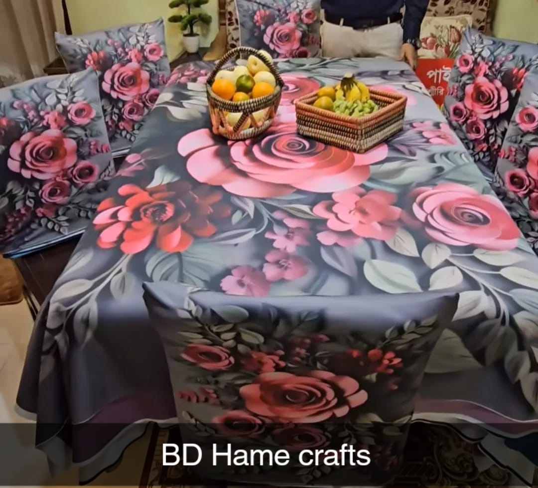 China Premium 3D Print Table Cloth Set_img_8