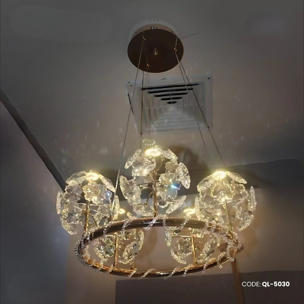 Qulik Modern Chandelier Decorative Hanging 5 head ring electroplating LED Ceiling Light (QL-5030)