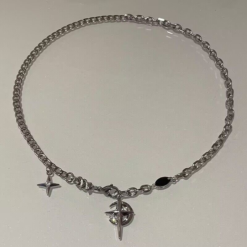 Black gem star European and American hip-hop street unisex necklace - Image 6