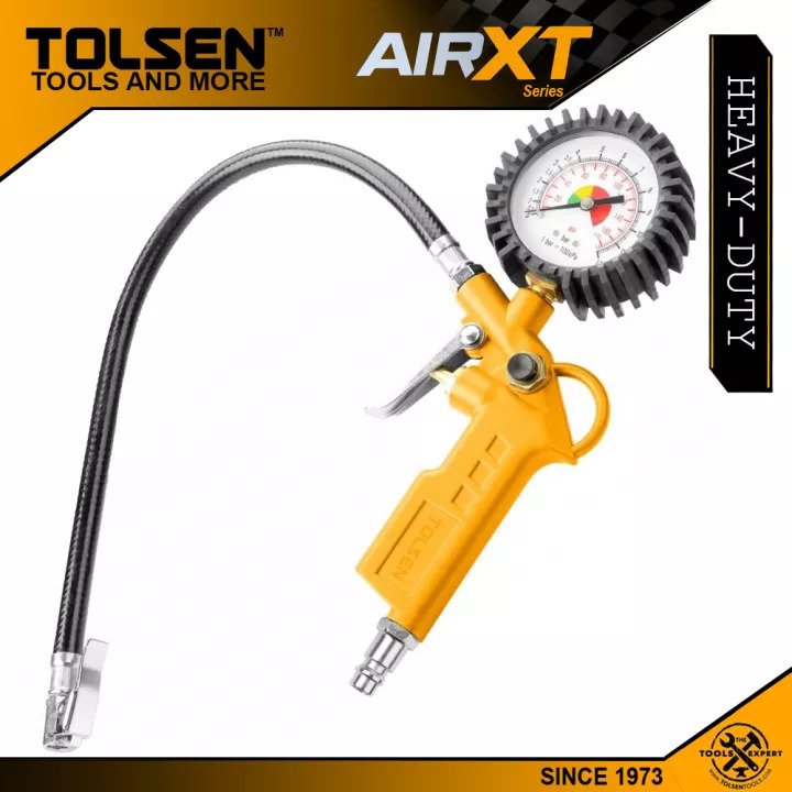 TOLSEN 73193 Air Tire Inflating Gun | Clip-On Connector | 40cm Length | Dual Scale Gauge (0-12 bar / 0-170 psi) | CE Approved | Model: 73193_img_4