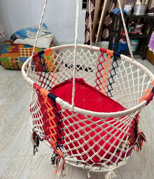 বাচ্চাদের সুতার তৈরি দোলনা- Dolna Baby Cardel Mixed Jute Up To 30Kg For Children'S - Image 3