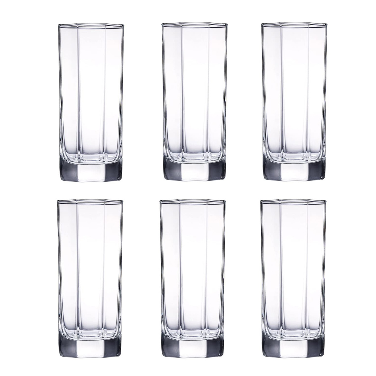 8 Corner Design Water Glass Set - Drink In Style 6-Piece Set - Transparent Glassware - 325Ml-35 - Image 1