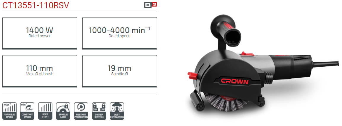 CROWN CT13551 Professional Burnishing Machine ( Polisher ), 1400W, 110mm; CT13551 - 110RSV_img_6