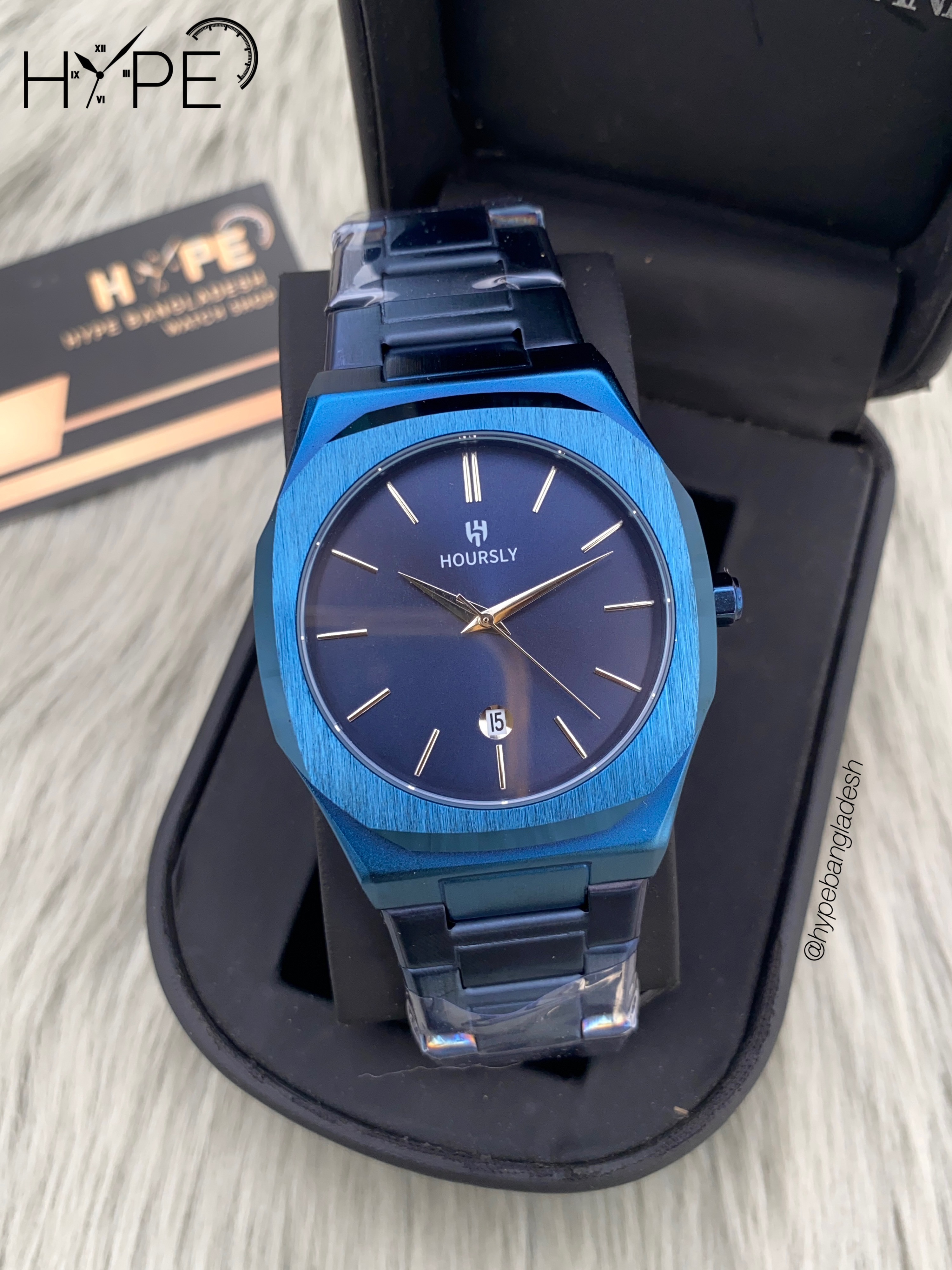 Hoursly stainless steel chain Quartz (Blue)
