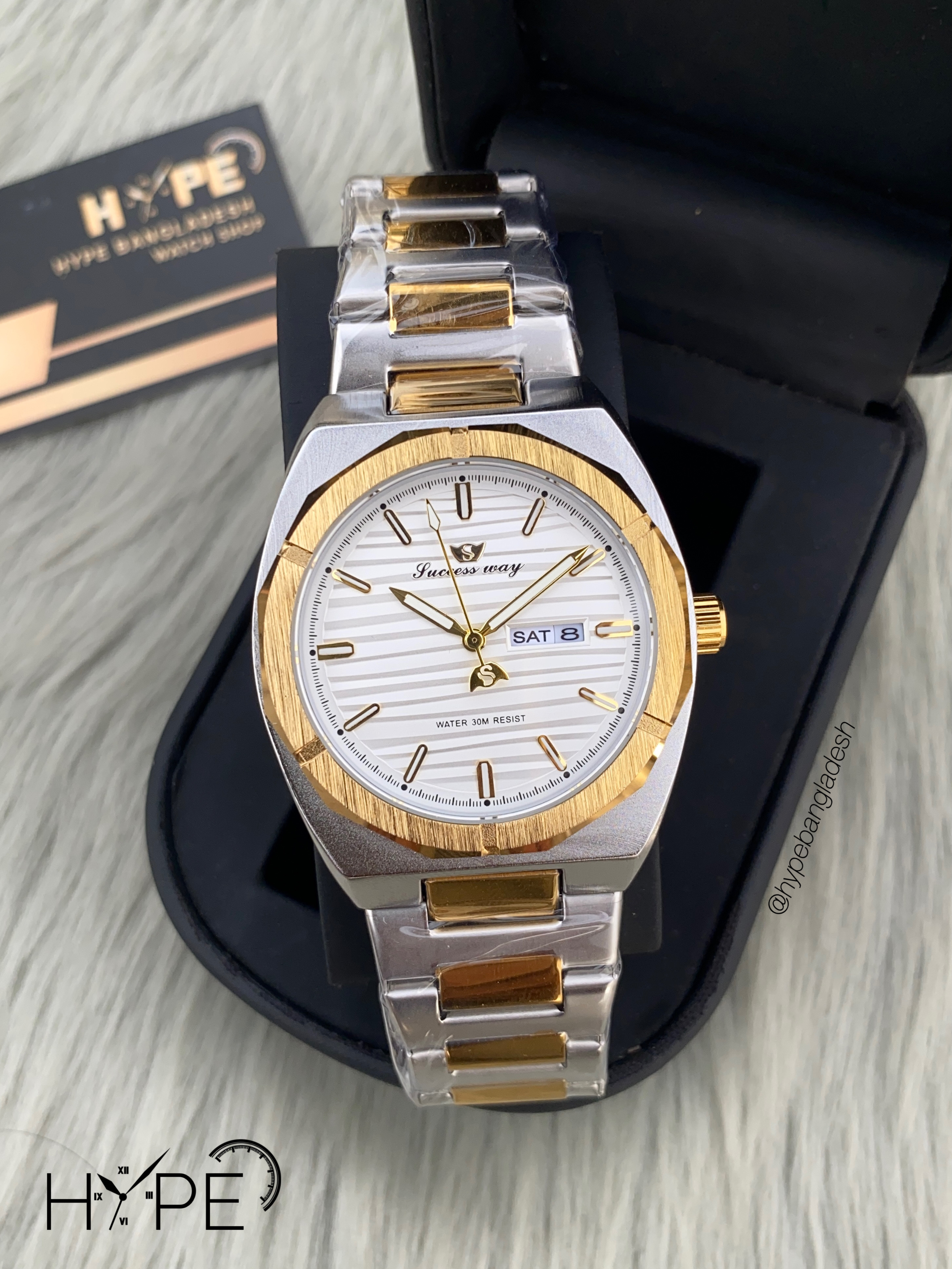 Success Way DayDate Quartz twotone chain (White Dial)