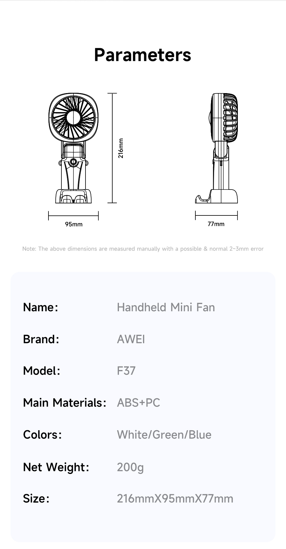 AWEI F37 Multifunctional Handheld Fan_img_11