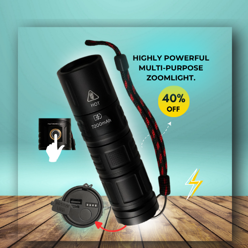 HIGH POWERED MULTI PURPOSE ZOOMLIGHT 7200mAh battery.