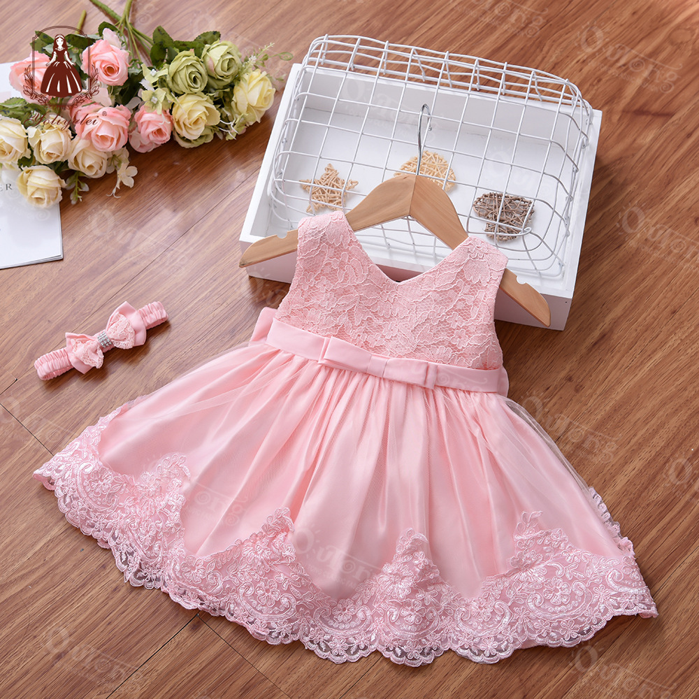 Baby Girls Princess Lace Bow Party Dress with Headband (0 to 4 years)_img_13