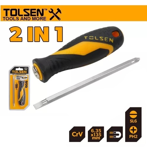 TOLSEN 20042 2 in 1 Interchangeable Screwdriver Set | Cr-V Steel | Dual-Sided Blade | Philips & Flat | Model: 20042_img_2