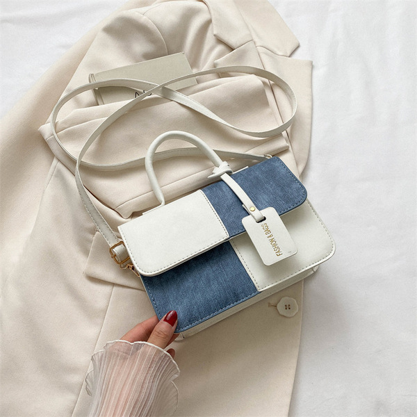 The Denim Block Bag (White and Light Blue) image 3