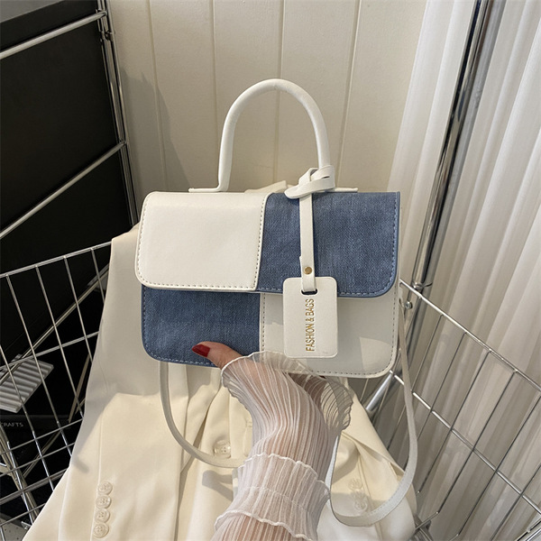 The Denim Block Bag (White and Light Blue) image 5