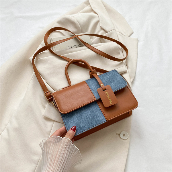 The Denim Block Bag(Brown/Tan&White) image 2