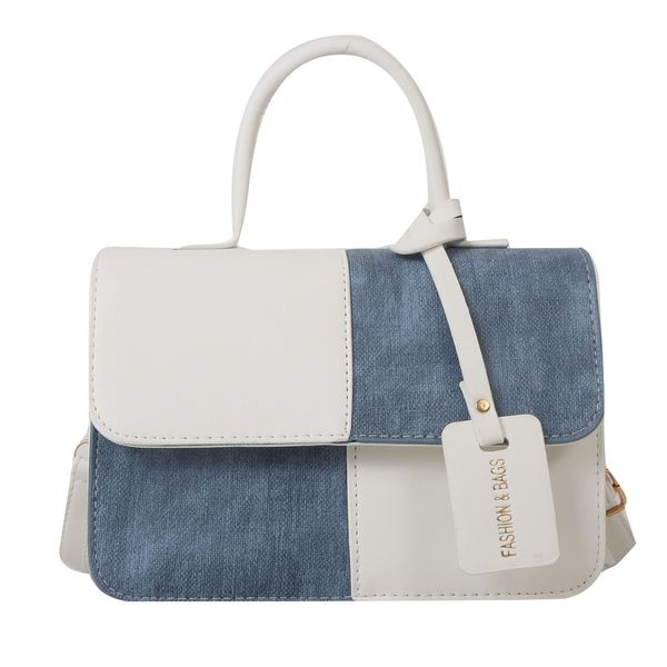The Denim Block Bag (White and Light Blue) image 6