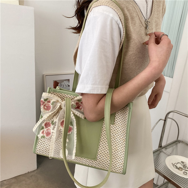 Denim Patchwork Top Handle Crossbody image 3