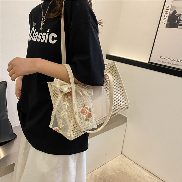 Denim Patchwork Top Handle Crossbody image 3
