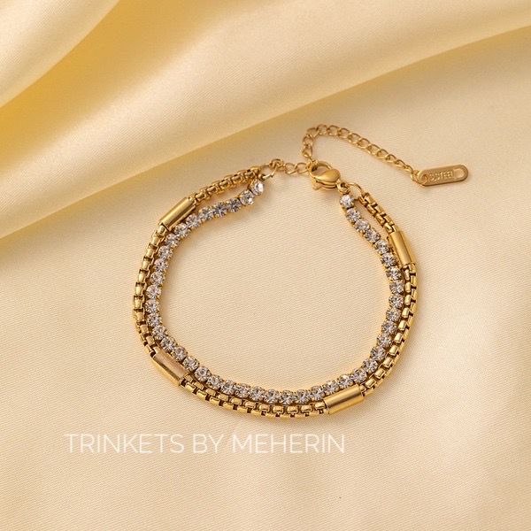 White diamond double chain bracelet_img_1
