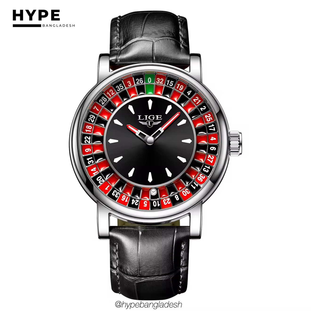 LIGE LG89161 Casino Dial Watch For Men (Black Belt)