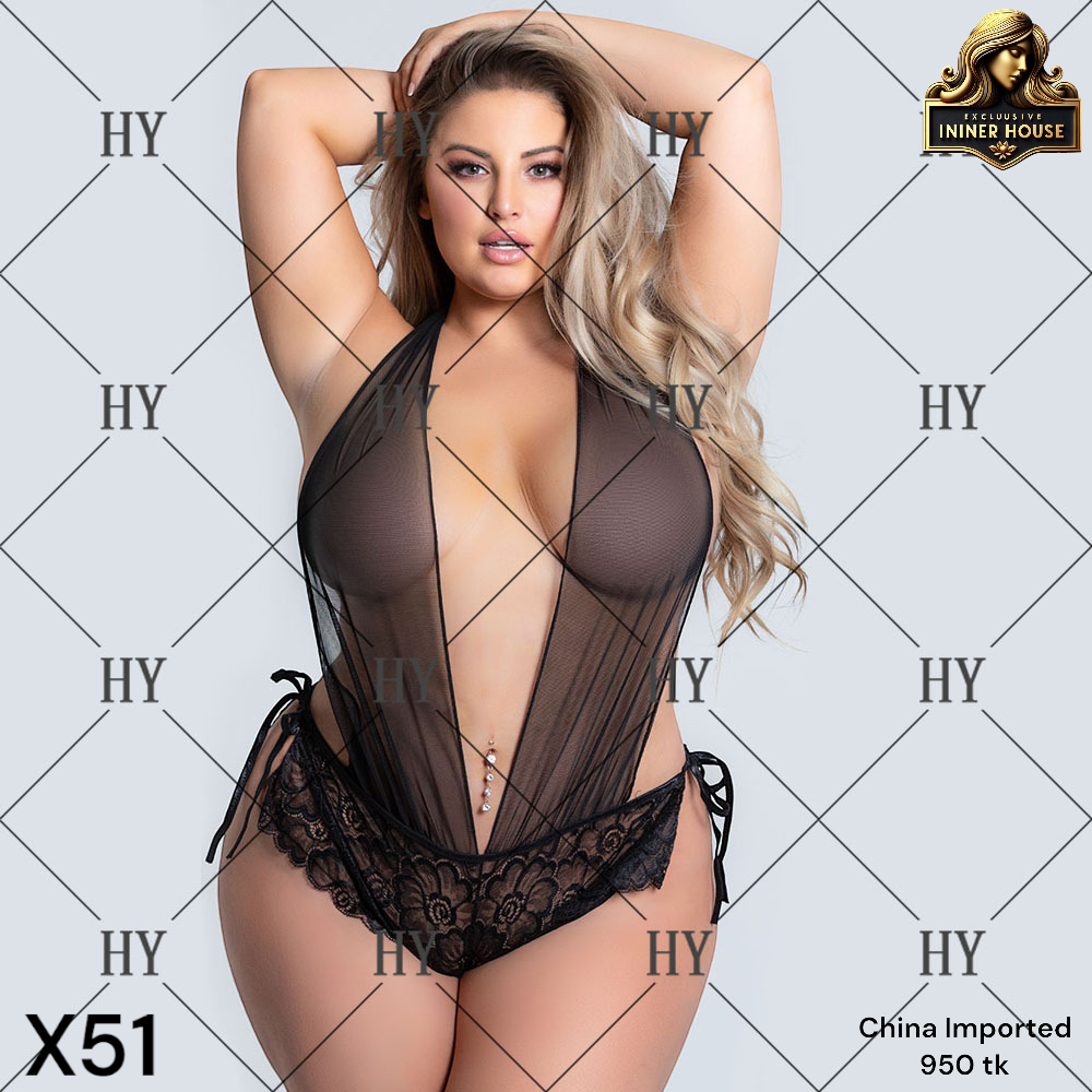 Luxury Sheer Mesh Lace Teddy Bodysuit – Elegant & Seductive Lingerie for Plus Size_img_0